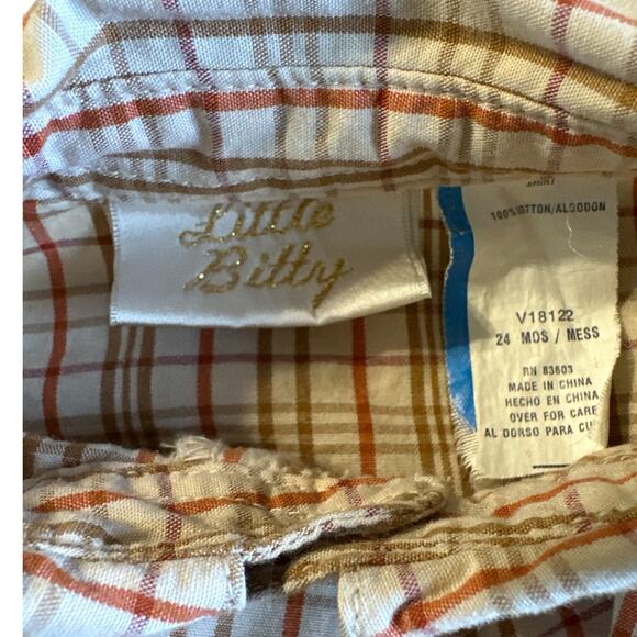 Lttle Bitty Button Down Shirt Baby Boys 24 Months Brown Plaid Long Sleeve - Picture 4 of 4